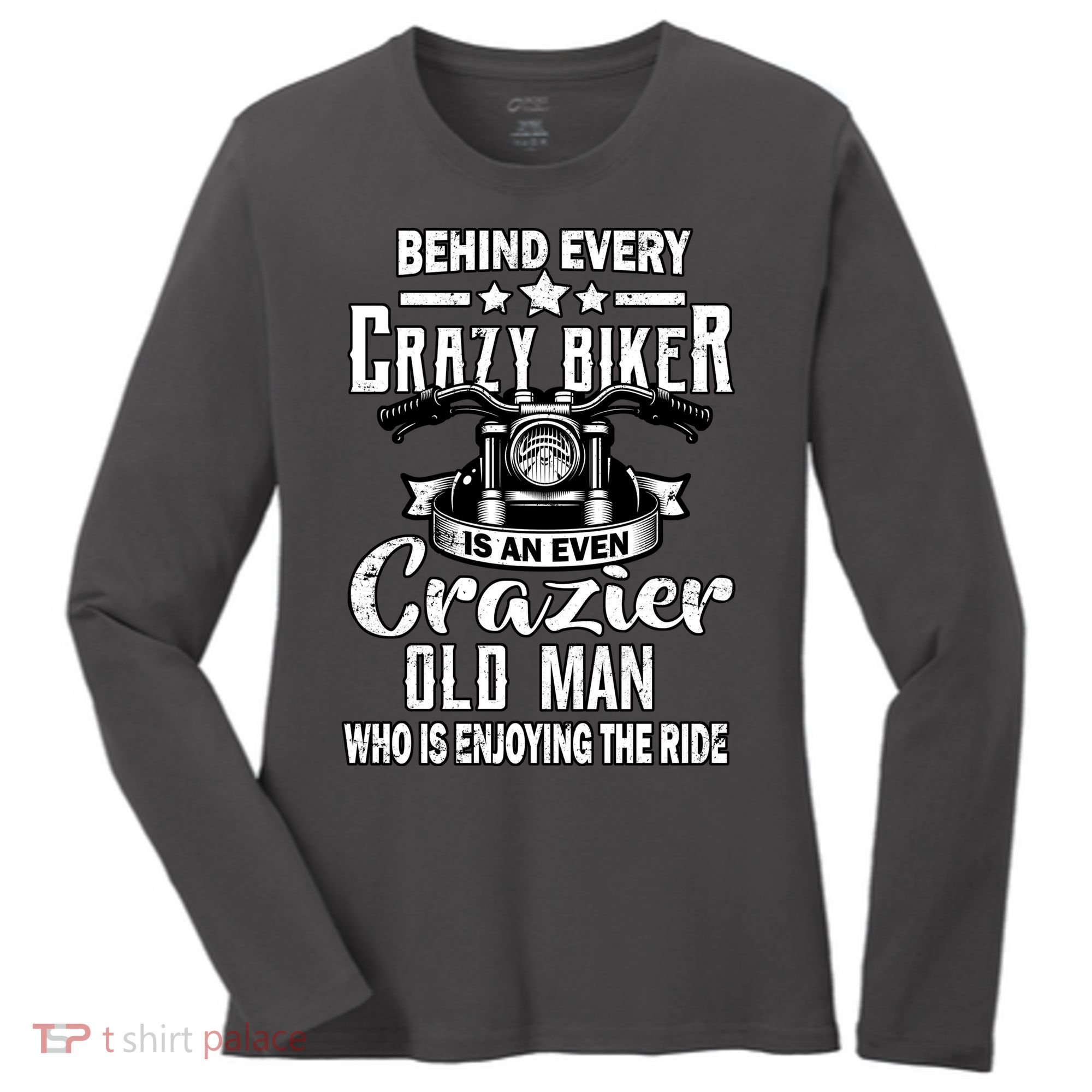 Crazy Old Biker Man Women's Long Sleeve Shirt