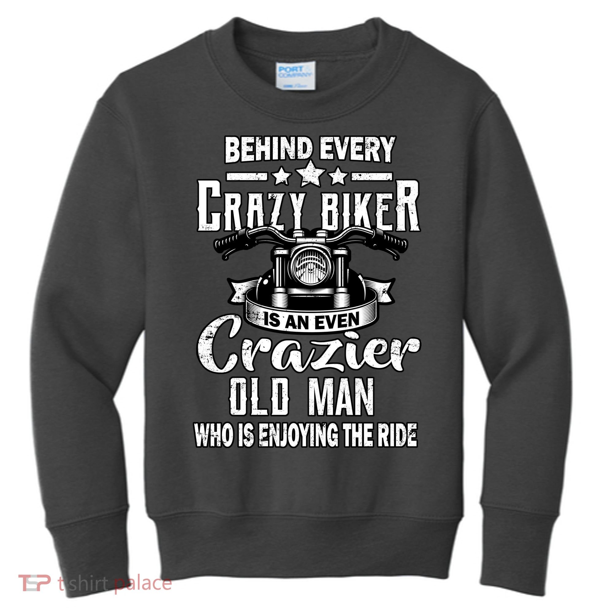 Crazy Old Biker Man Kids Sweatshirt