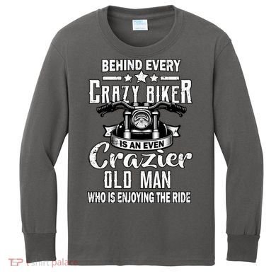 Crazy Old Biker Man Kids Long Sleeve Shirt