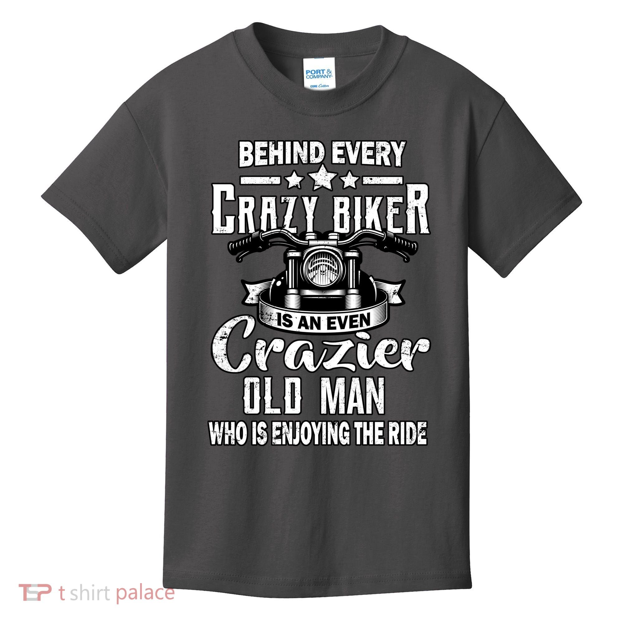 Crazy Old Biker Man Kids T-Shirt