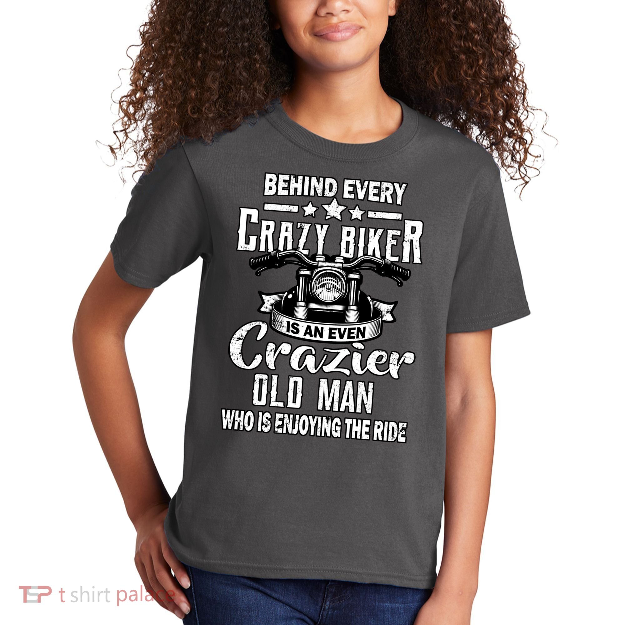 Crazy Old Biker Man Kids T-Shirt