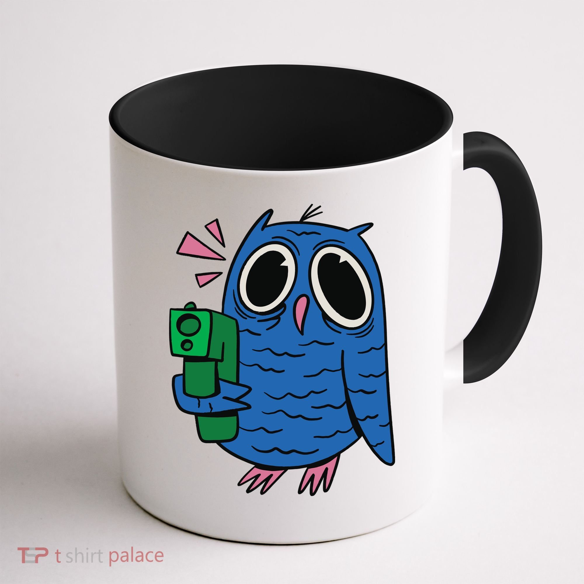 Crazy Owl Gun Coffee Mug