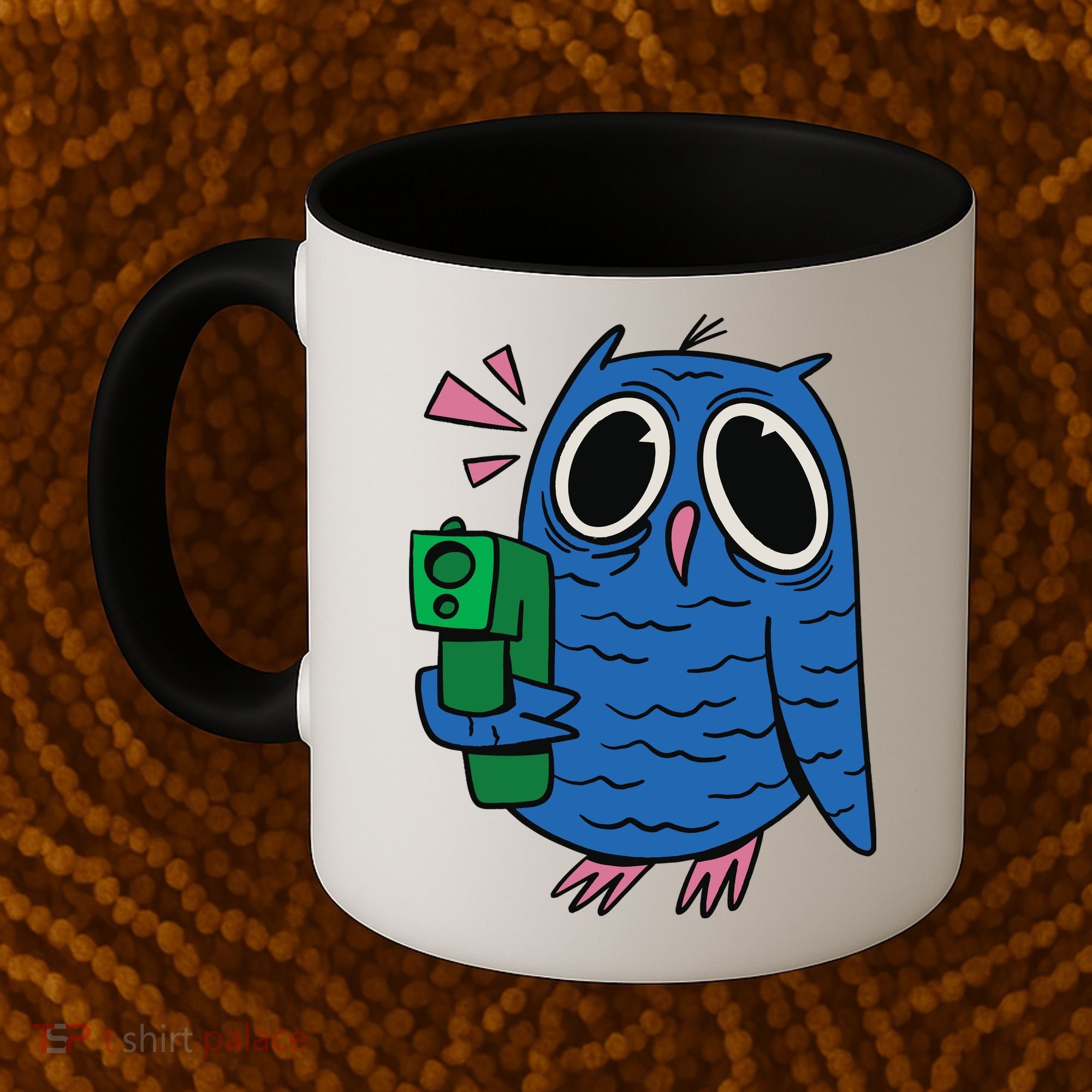 Crazy Owl Gun Coffee Mug