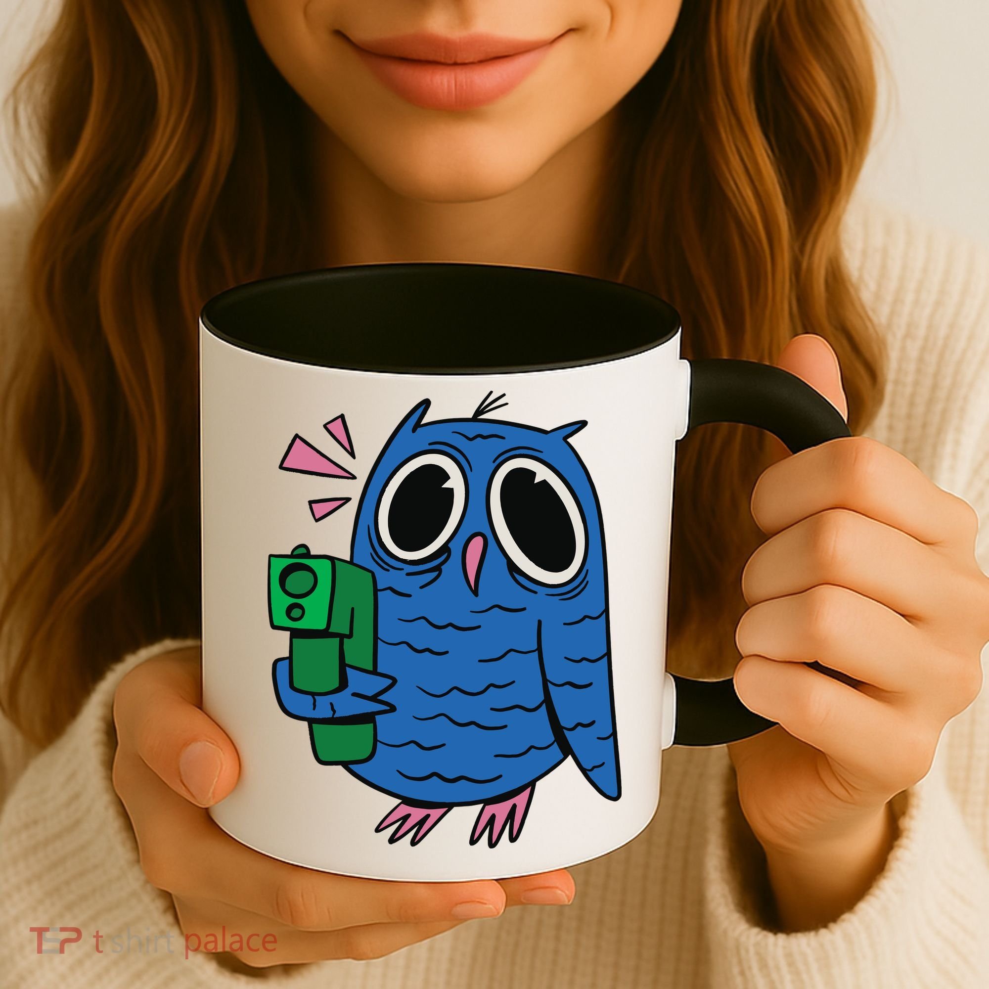 Crazy Owl Gun Coffee Mug