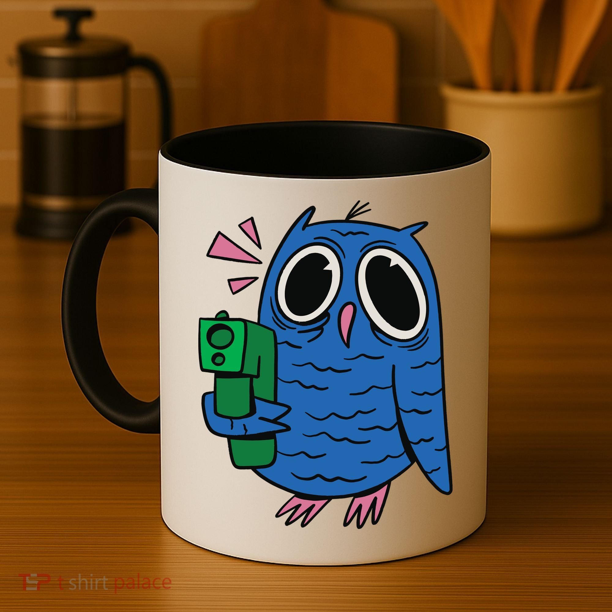 Crazy Owl Gun Coffee Mug