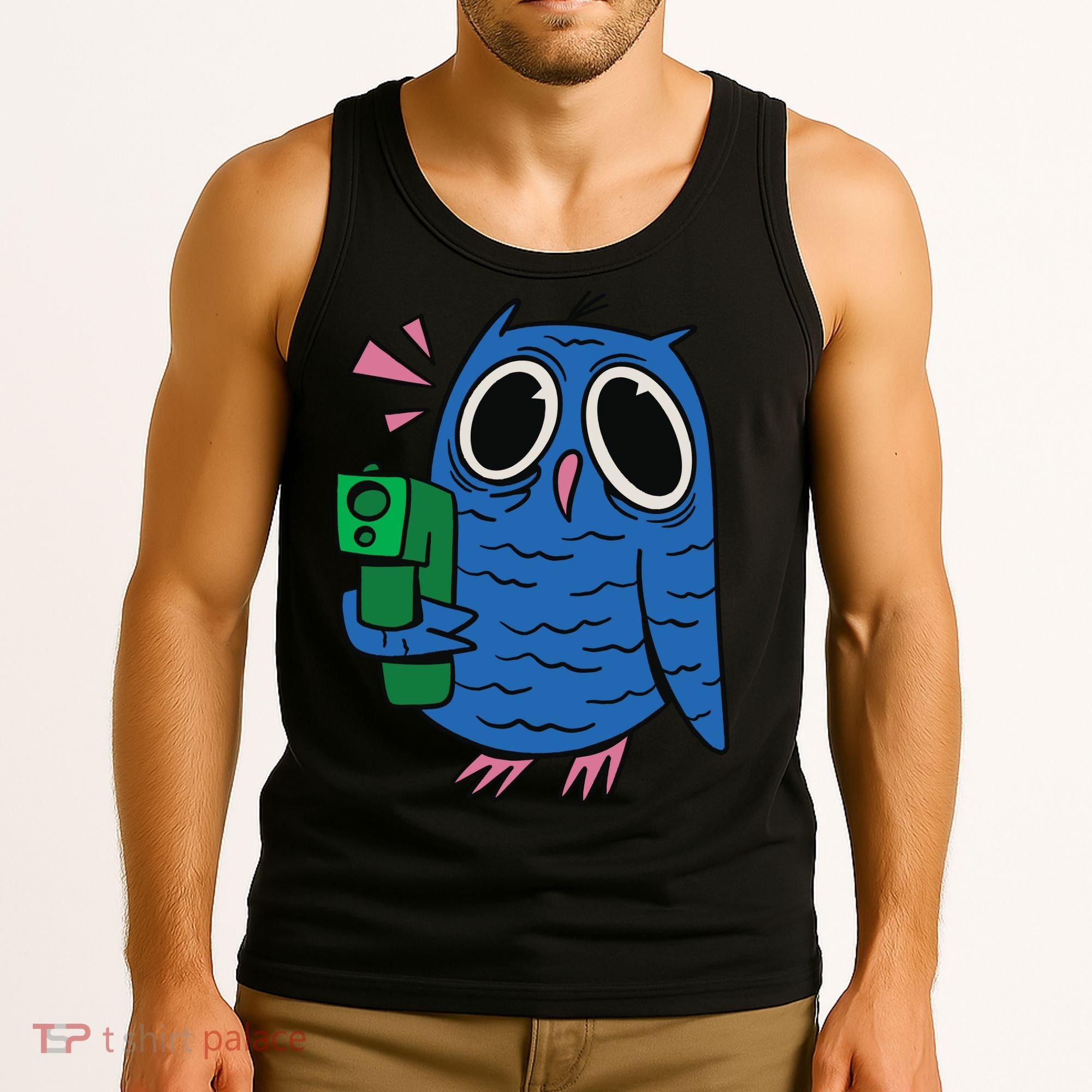 Crazy Owl Gun Tank Top