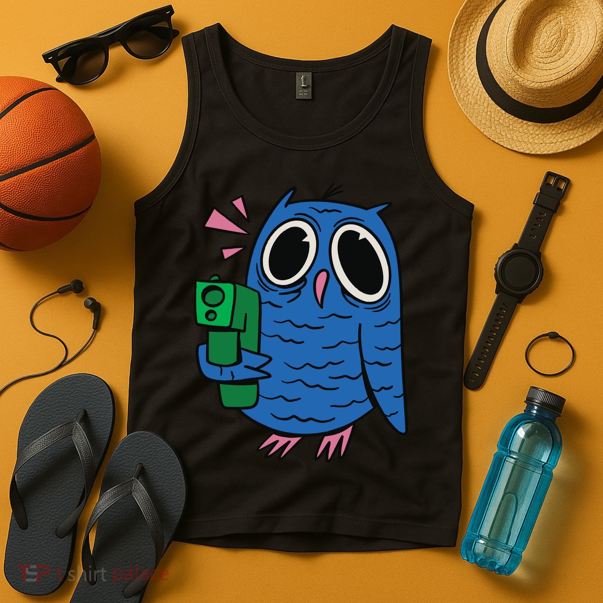 Crazy Owl Gun Tank Top
