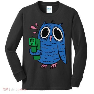 Crazy Owl Gun Kids Long Sleeve Shirt