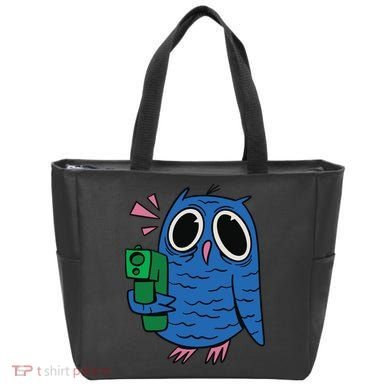 Crazy Owl Gun Tote Bag
