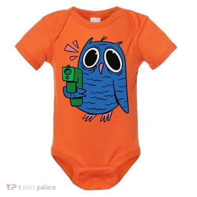 Crazy Owl Gun Baby Bodysuit