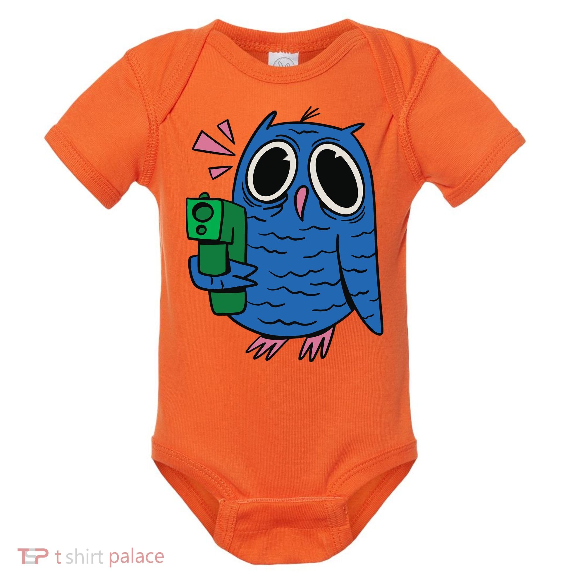 Crazy Owl Gun Baby Bodysuit