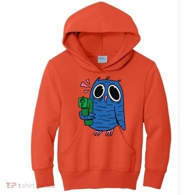 Crazy Owl Gun Kids Hoodie