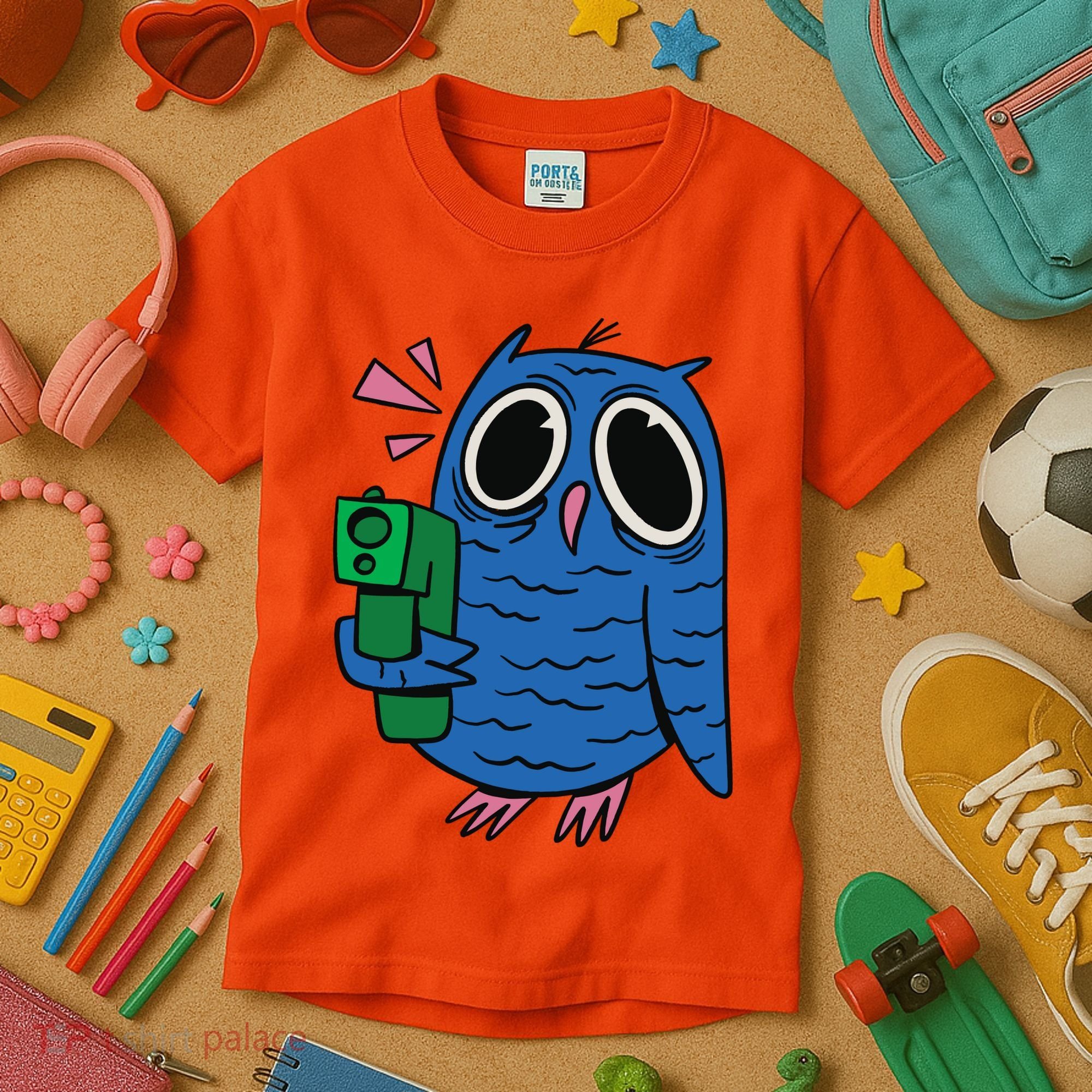 Crazy Owl Gun Kids T-Shirt