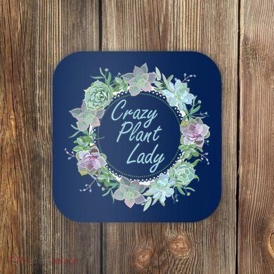 Crazy Plant Lady Floral Logo Coaster