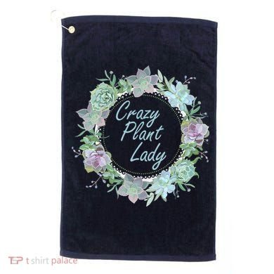 Crazy Plant Lady Floral Logo Golf Towel