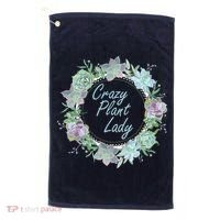 Crazy Plant Lady Floral Logo Golf Towel thumb 0