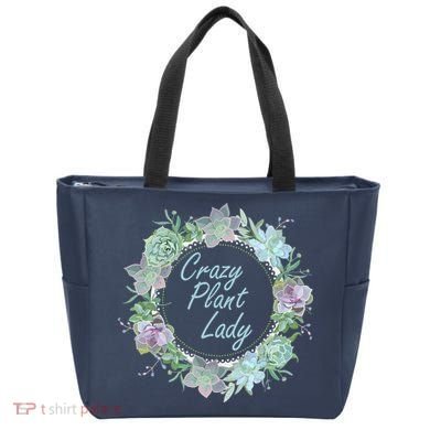 Crazy Plant Lady Floral Logo Tote Bag