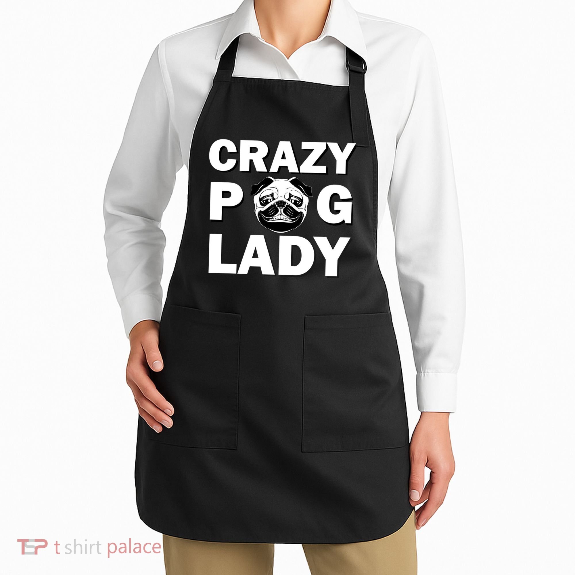 Crazy Pug Lady Apron