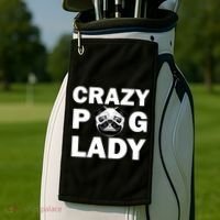 Crazy Pug Lady Golf Towel thumb 2