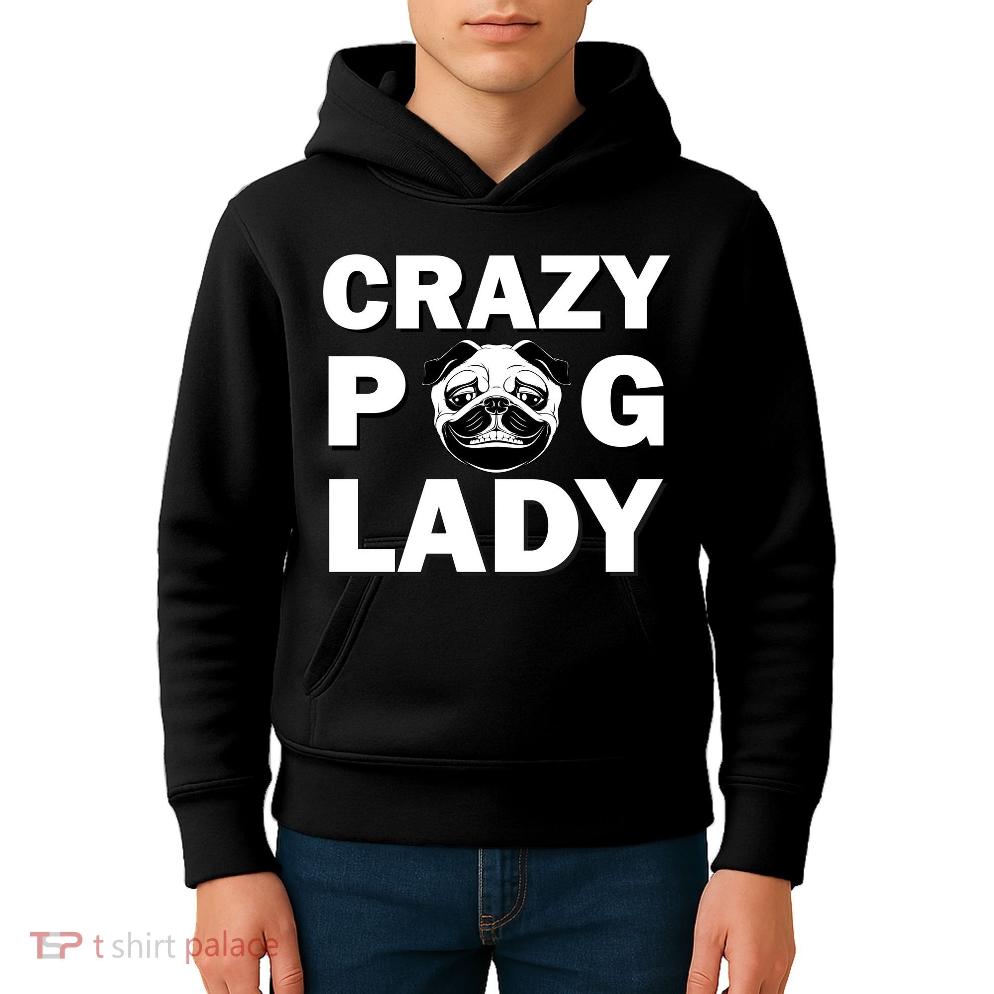 Crazy Pug Lady Kids Hoodie
