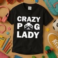 Crazy Pug Lady Kids T-Shirt thumb 3