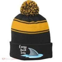 Crazy Shark Lady Stripe Pom Pom Beanie thumb 0
