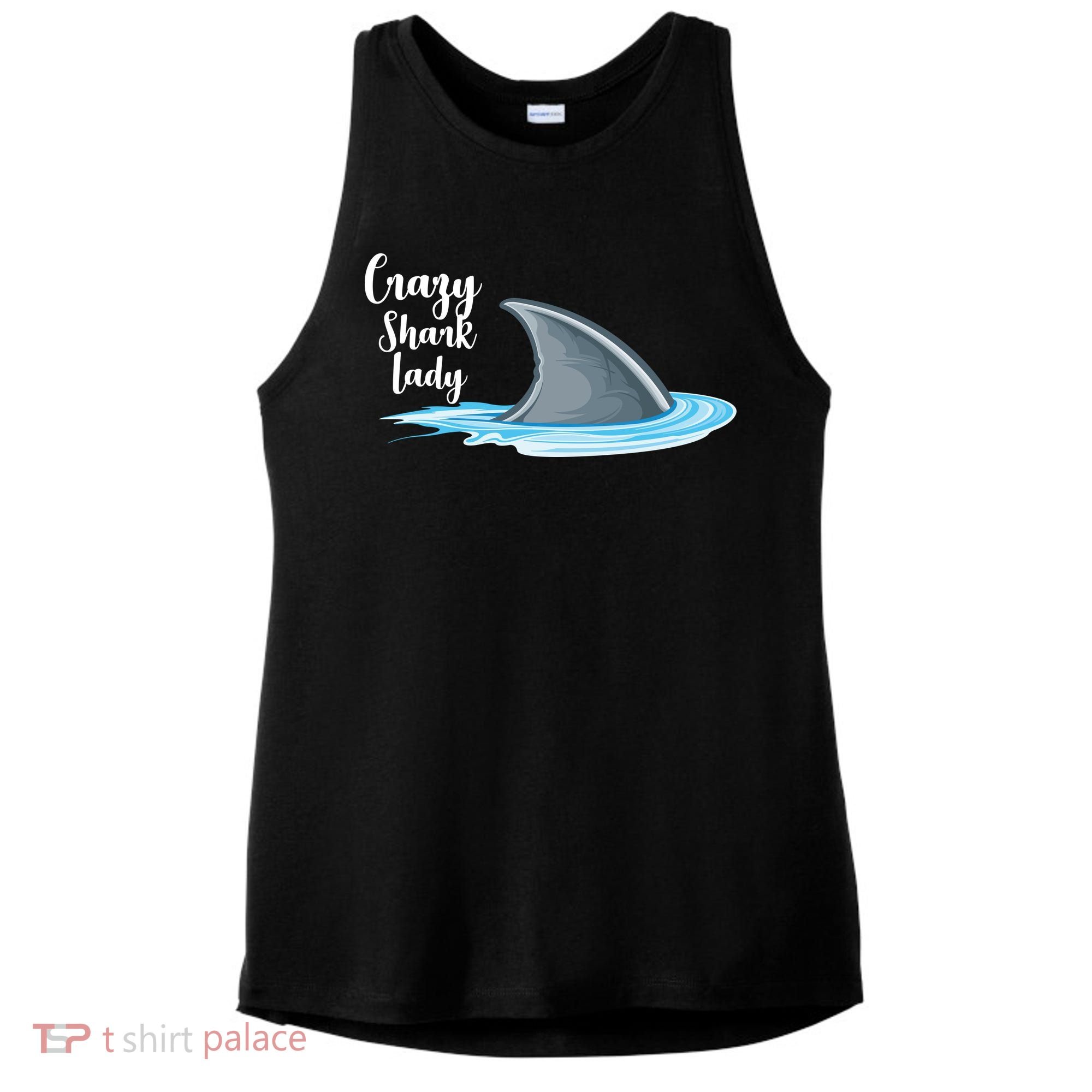 Crazy Shark Lady Ladies PosiCharge Tri-Blend Wicking Tank