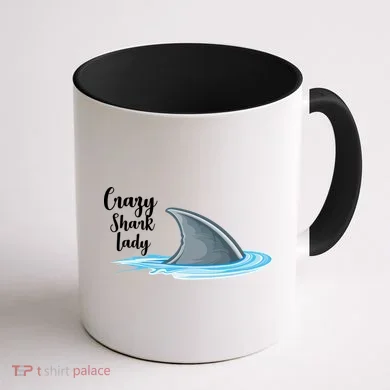 Crazy Shark Lady Coffee Mug back