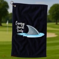 Crazy Shark Lady Golf Towel thumb 1