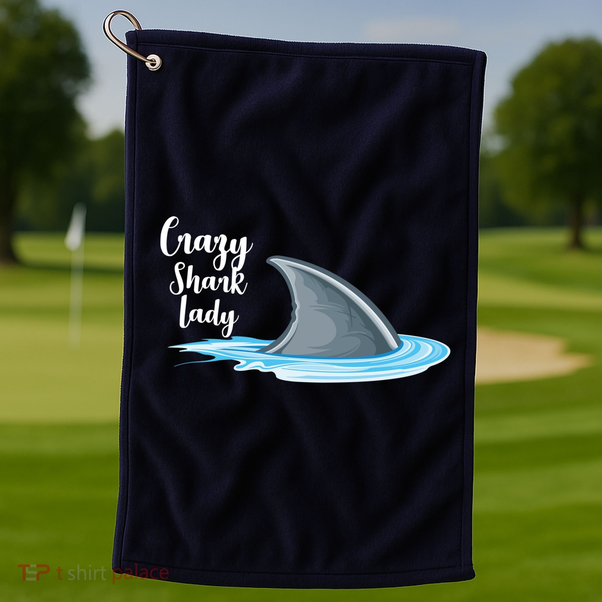 Crazy Shark Lady Golf Towel