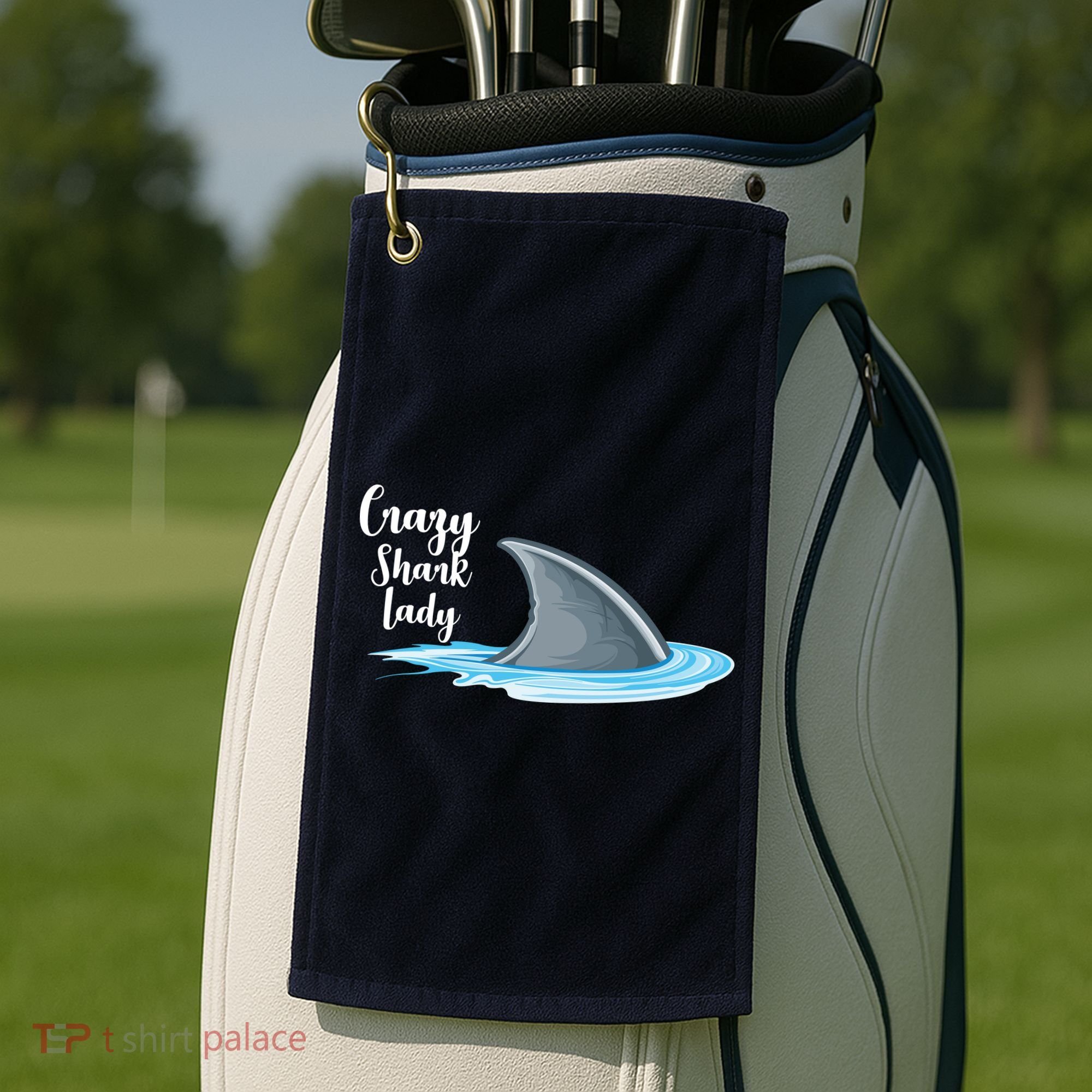 Crazy Shark Lady Golf Towel