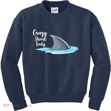 Crazy Shark Lady Kids Sweatshirt