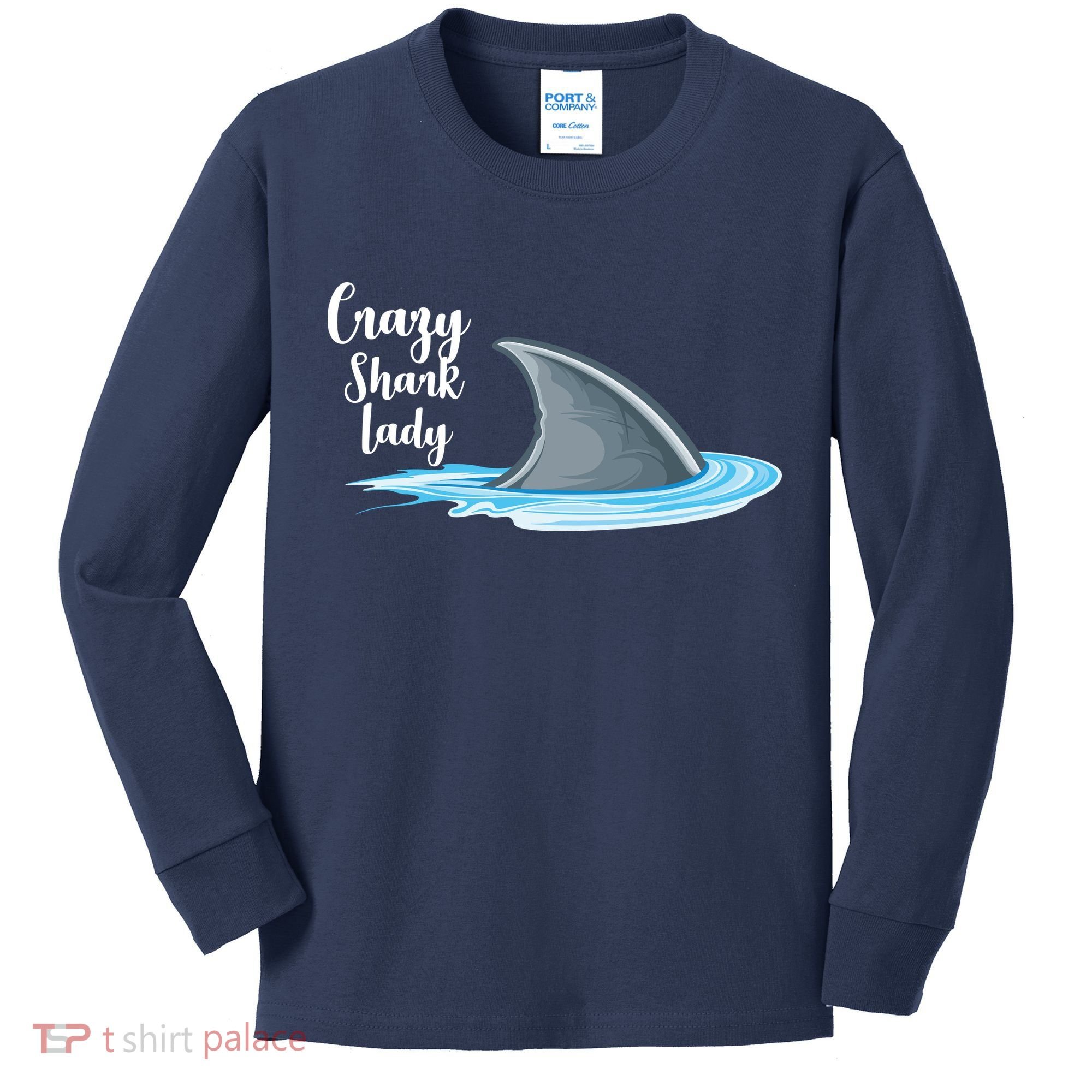 Crazy Shark Lady Kids Long Sleeve Shirt