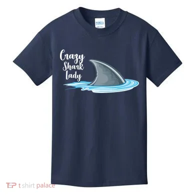 Crazy Shark Lady Kids T-Shirt