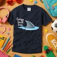Crazy Shark Lady Kids T-Shirt thumb 3