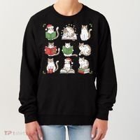 Cat Reading Book Funny Christmas Cat Book Lover Librarian Women's Sweatshirt thumb 0