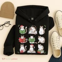 Cat Reading Book Funny Christmas Cat Book Lover Librarian Hoodie thumb 4