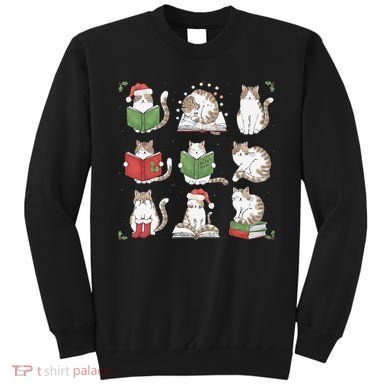 Cat Reading Book Funny Christmas Cat Book Lover Librarian Sweatshirt