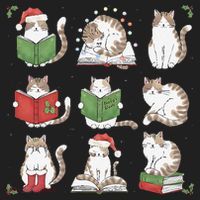 Cat Reading Book Funny Christmas Cat Book Lover Librarian Beanie thumb 2