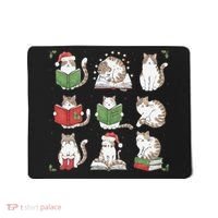 Cat Reading Book Funny Christmas Cat Book Lover Librarian Mousepad thumb 0
