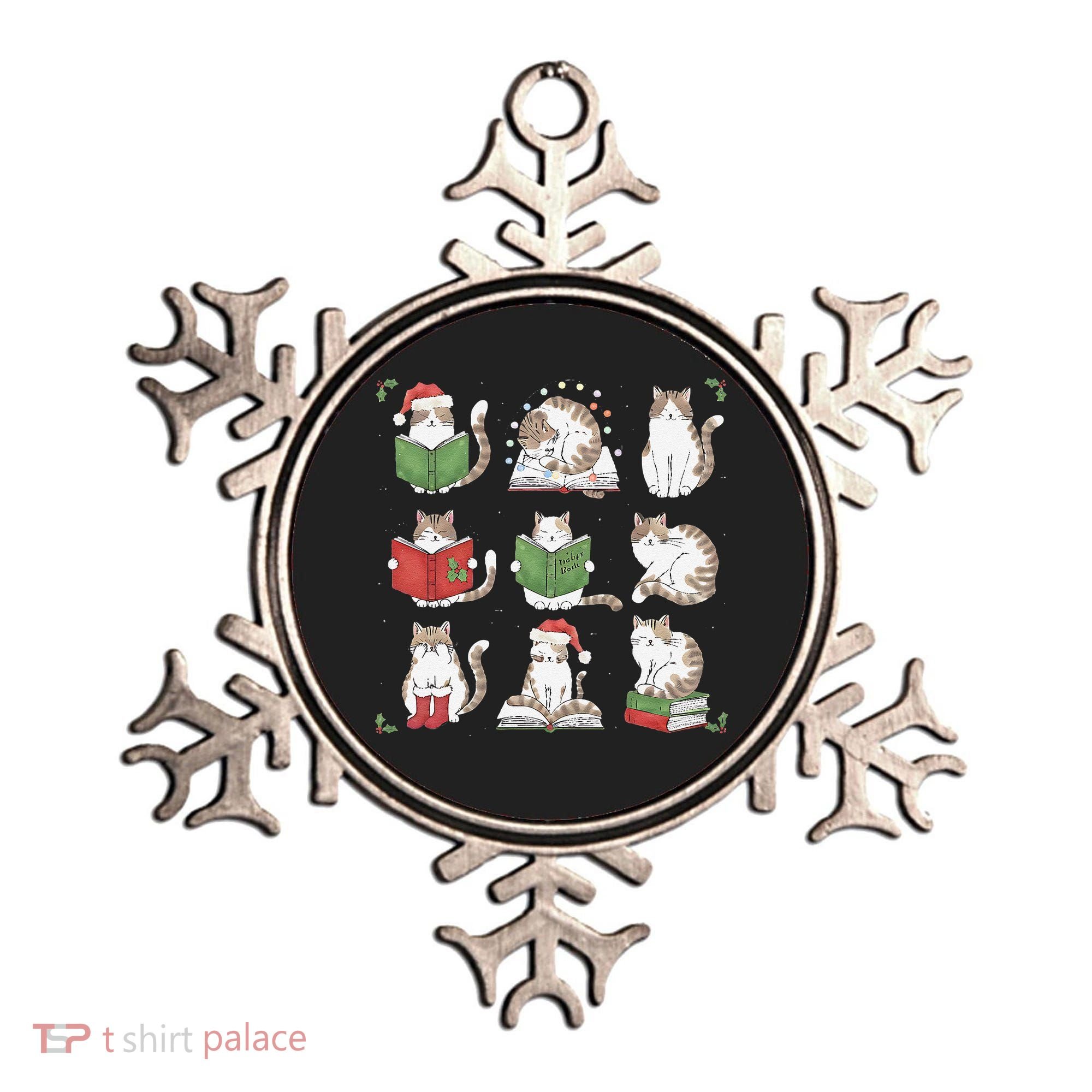 Cat Reading Book Funny Christmas Cat Book Lover Librarian Ornament