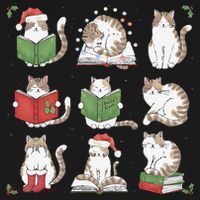 Cat Reading Book Funny Christmas Cat Book Lover Librarian Women's Tank Top thumb 5