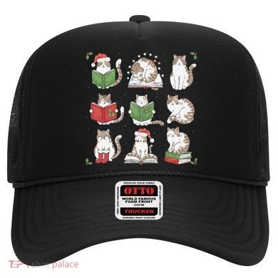 Cat Reading Book Funny Christmas Cat Book Lover Librarian Hat
