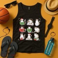 Cat Reading Book Funny Christmas Cat Book Lover Librarian Tank Top thumb 4