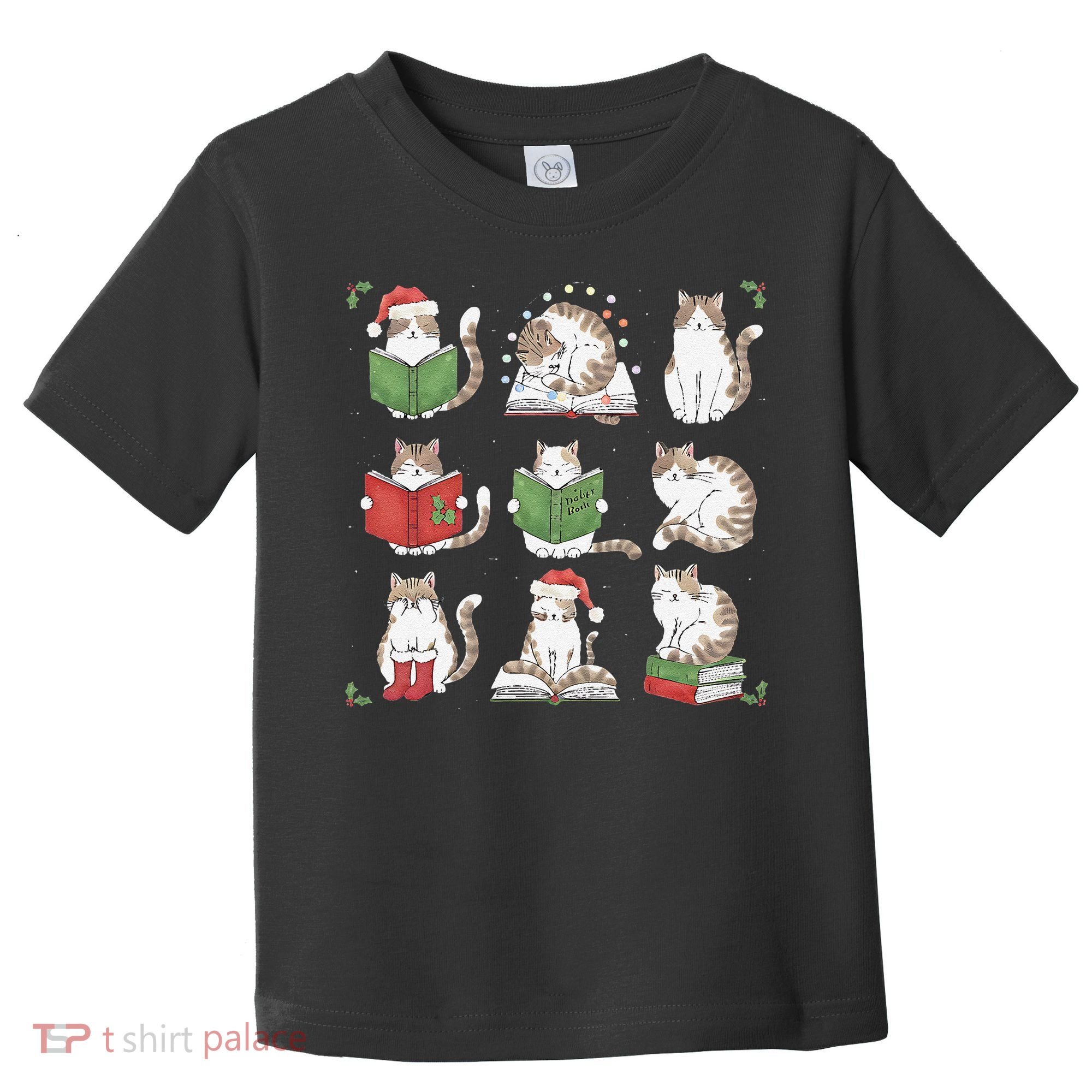 Cat Reading Book Funny Christmas Cat Book Lover Librarian Toddler T-Shirt