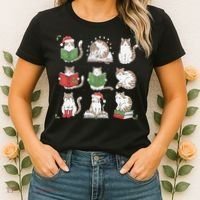 Cat Reading Book Funny Christmas Cat Book Lover Librarian Women's T-Shirt thumb 2