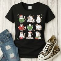 Cat Reading Book Funny Christmas Cat Book Lover Librarian Women's T-Shirt thumb 3