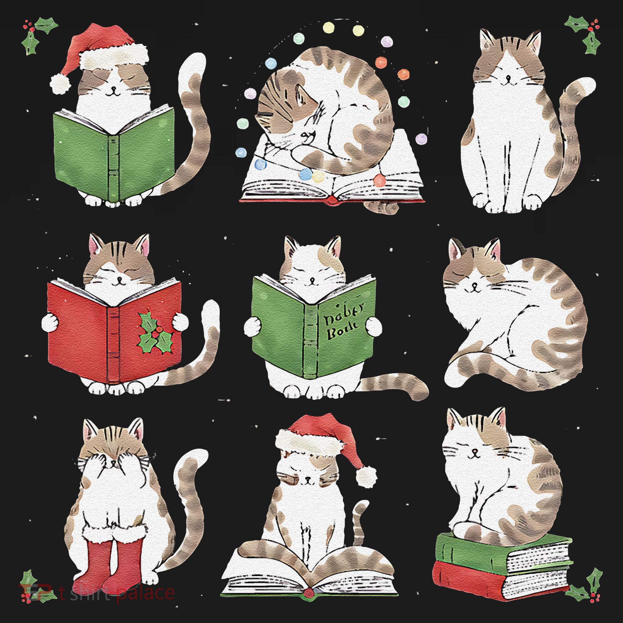 Cat Reading Book Funny Christmas Cat Book Lover Librarian Kids Sweatshirt
