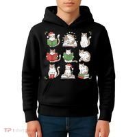 Cat Reading Book Funny Christmas Cat Book Lover Librarian Kids Hoodie thumb 4