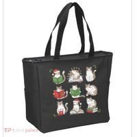 Cat Reading Book Funny Christmas Cat Book Lover Librarian Tote Bag thumb 2